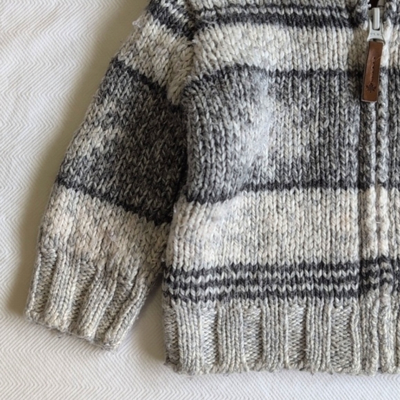 canadiana chunky knit zipper close shawl collar cardigan sweater 0-3 months baby - Picture 4 of 8